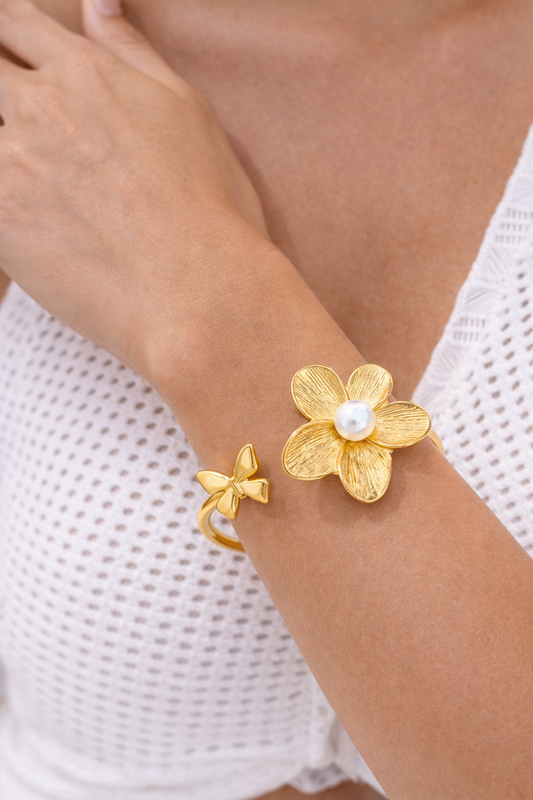 Blossom Pearl Open Cuff Bracelet