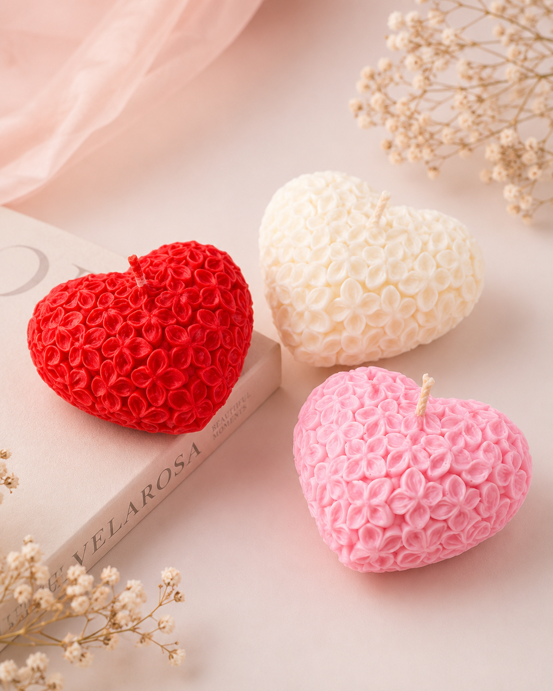 Floral Heart Sculptural Soy Candle