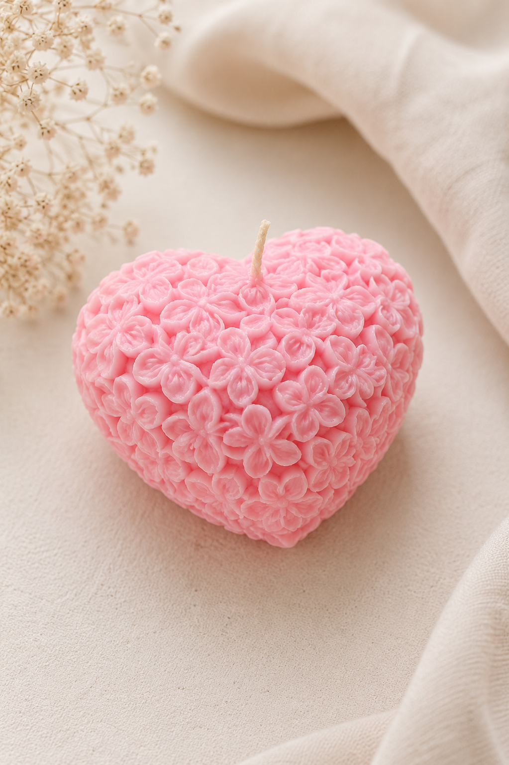 Floral Heart Sculptural Soy Candle