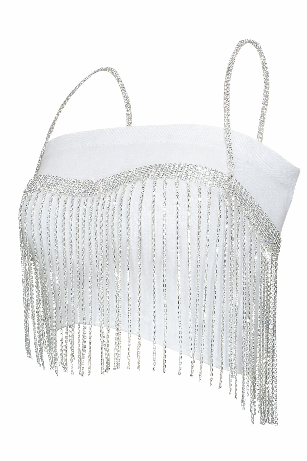 Rhinestone Fringe Strap Top