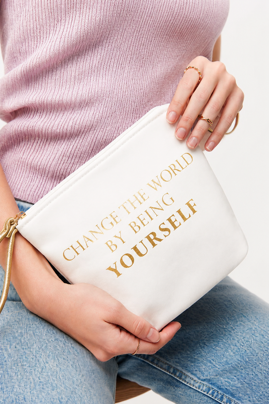 Change the World Canvas Wristlet Pouch
