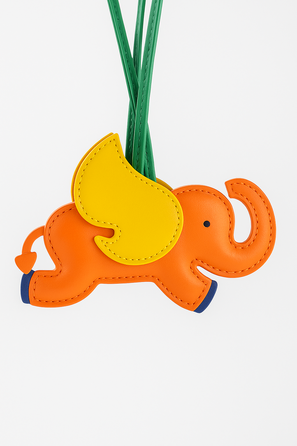 Flying Elephant Bag Charm – Cute Faux Leather Keychain Accessory