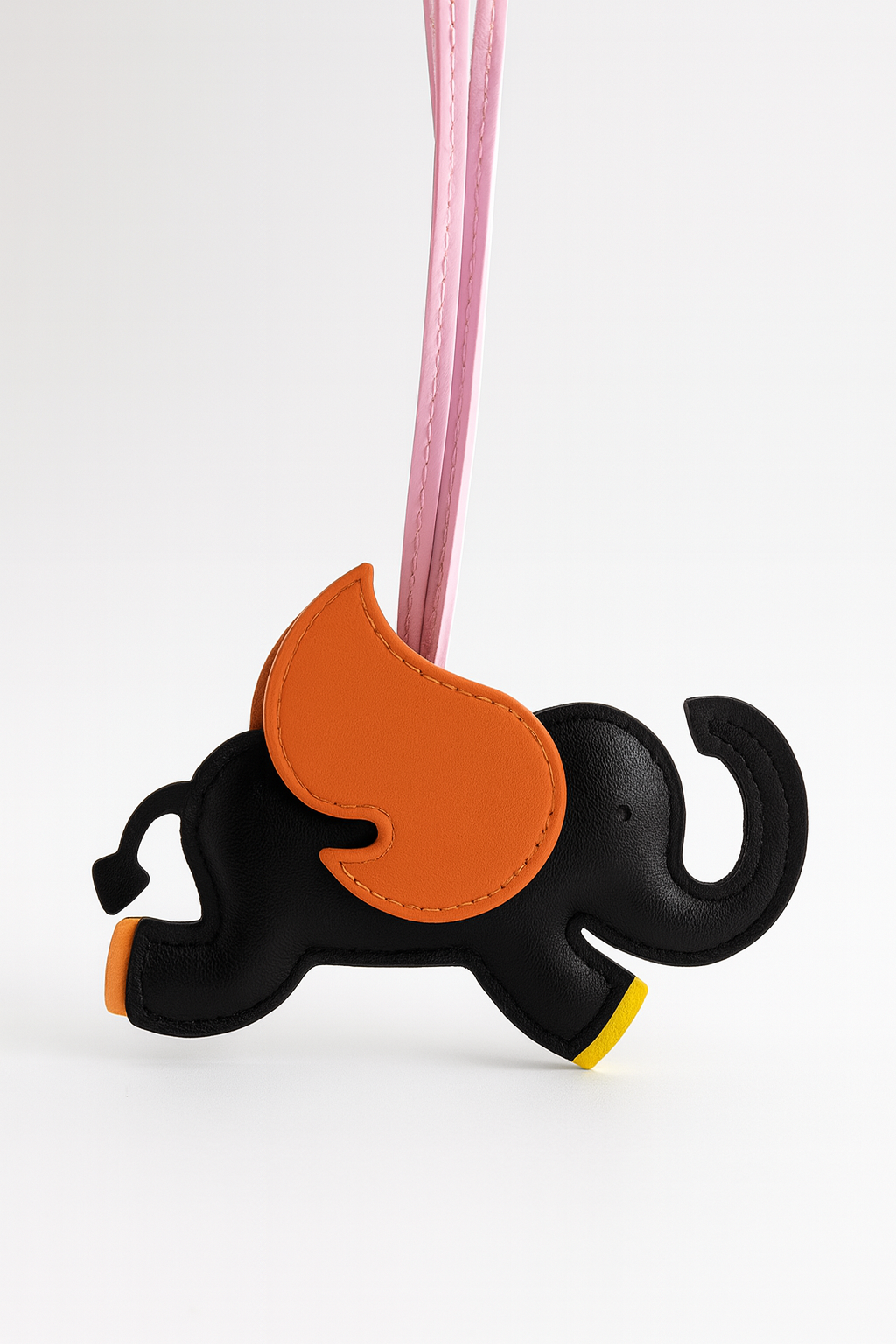 Flying Elephant Bag Charm – Cute Faux Leather Keychain Accessory