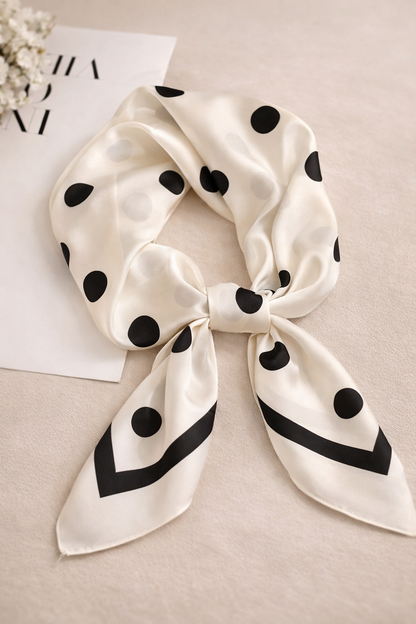 Polka Dot Square Silk Scarf
