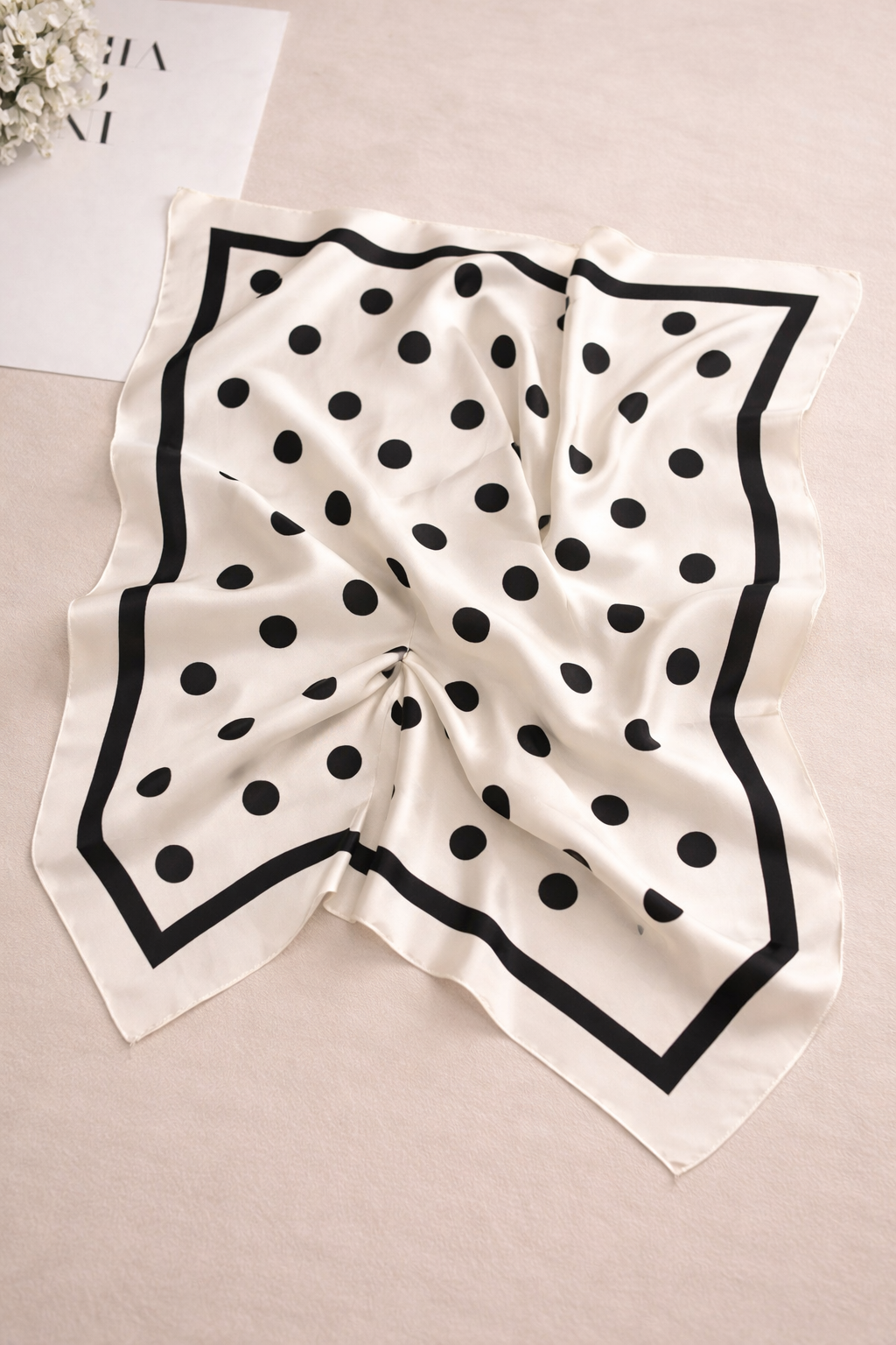 Polka Dot Square Silk Scarf