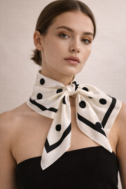 Polka Dot Square Silk Scarf