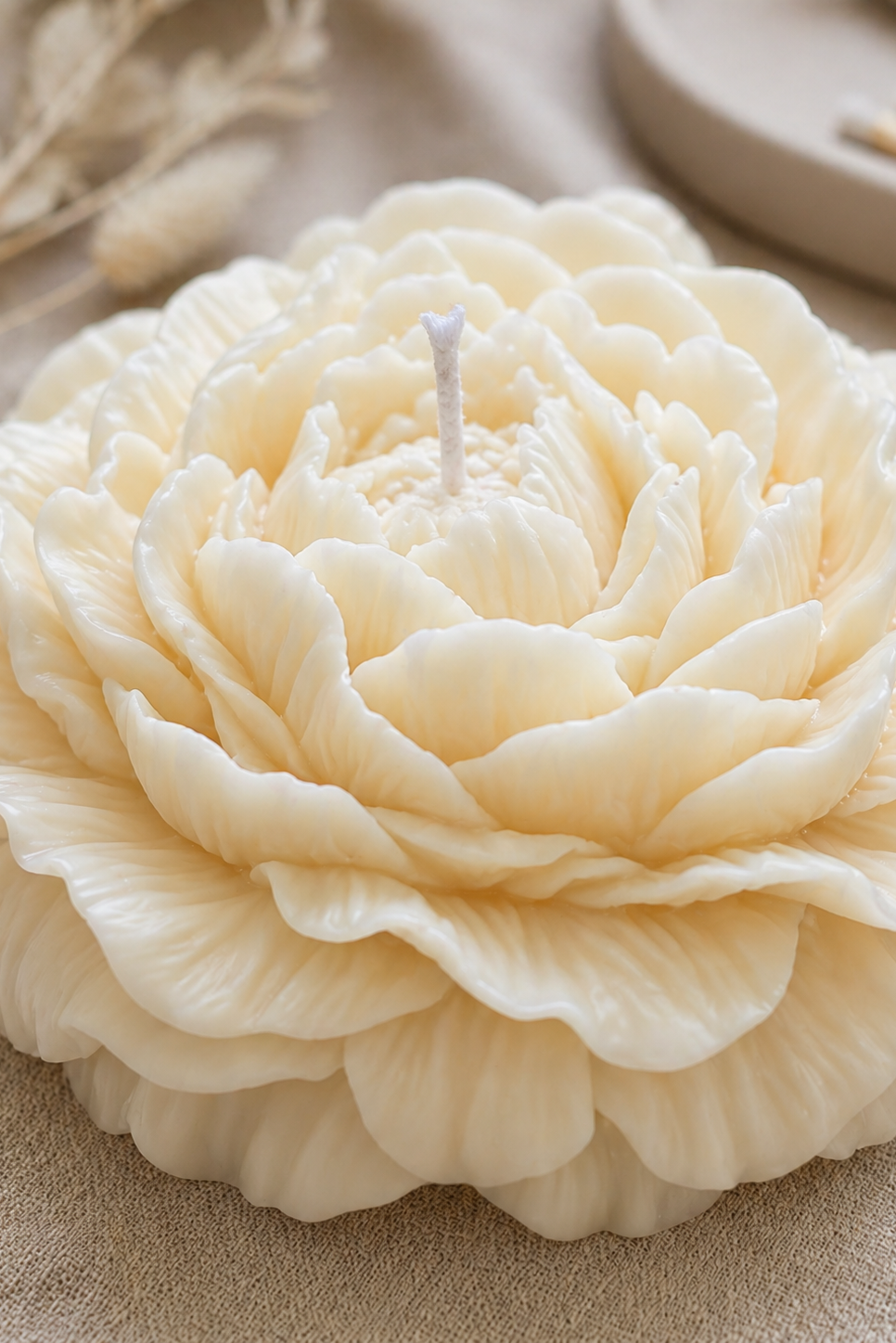 Large Peony Decorative Candle