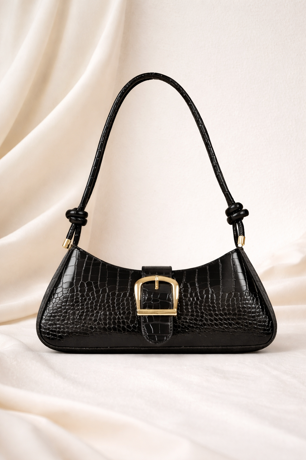 Alessandra Croc Buckle Shoulder Bag