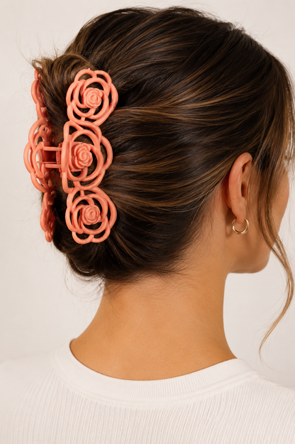 Large Cutout Rose Hair Claw Clip