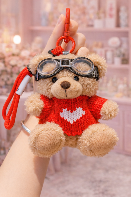 Love Aviator Teddy Bear Bag Charm