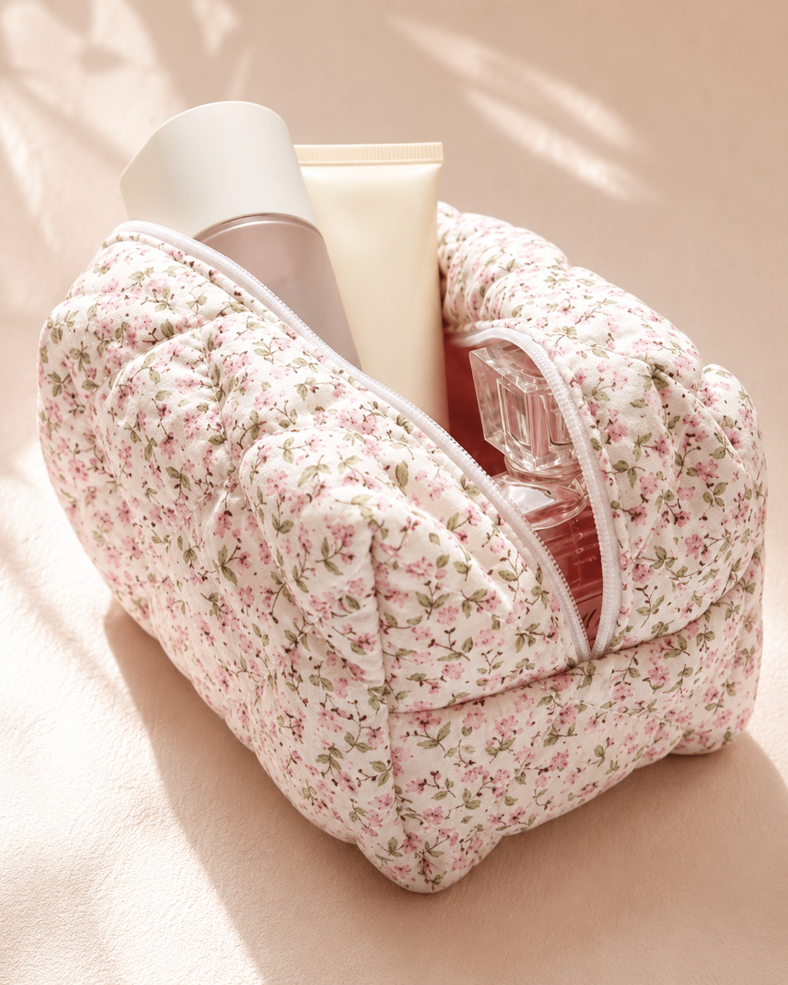 Cottage Bloom Quilted Makeup Bag