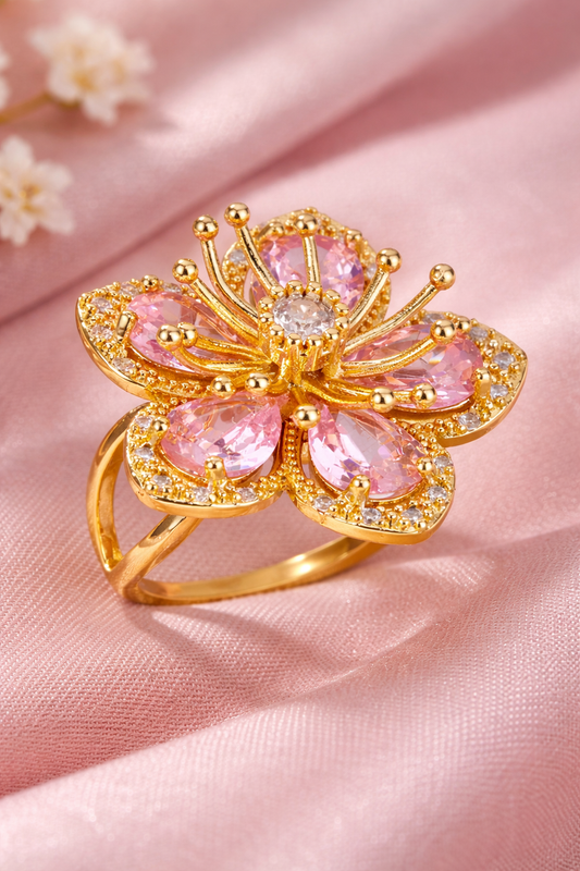 Sakura Zircon Flower Ring