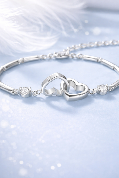 Eternal Double Heart Sterling Silver Bracelet