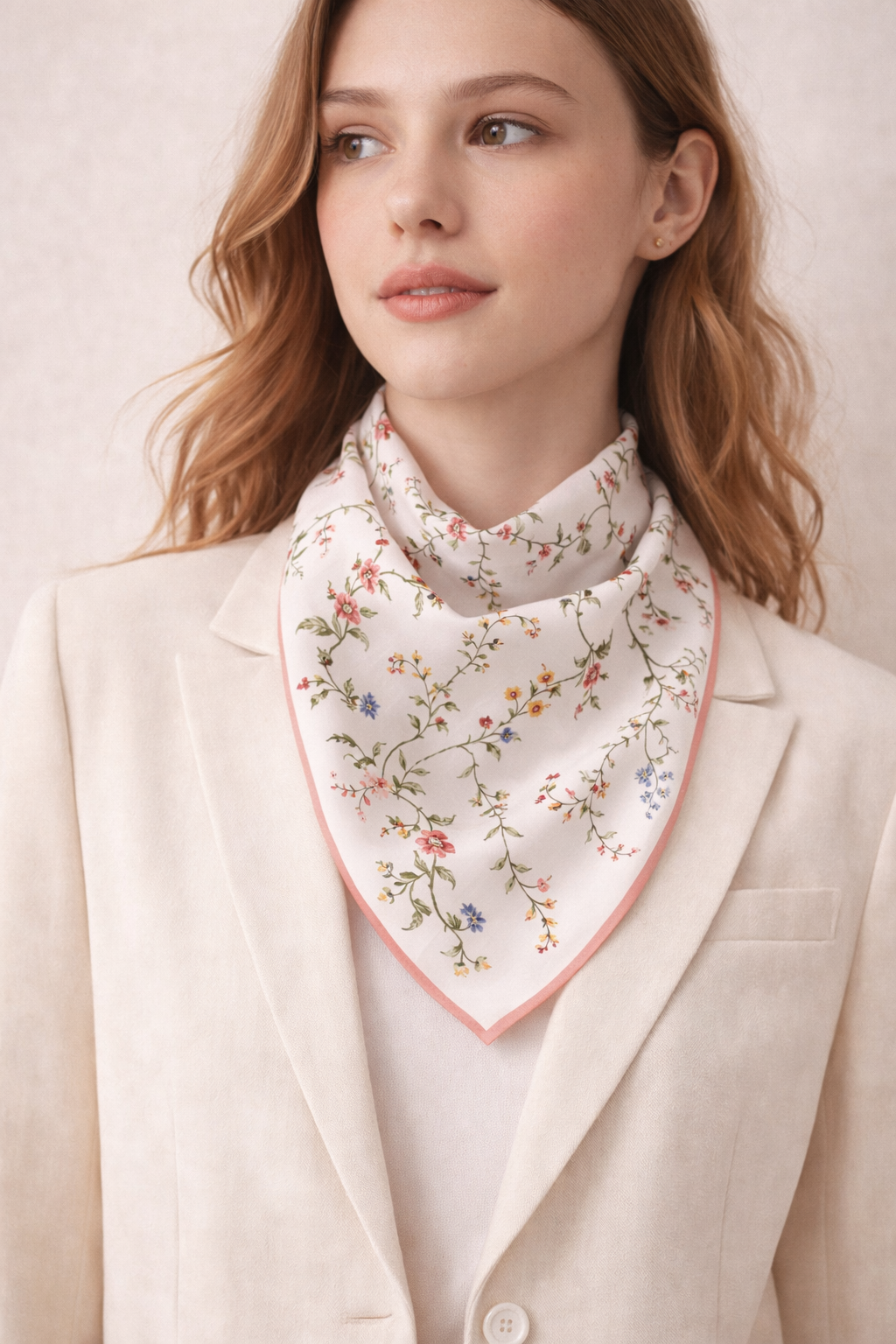 Camellia Bloom 100% Silk Luxury Scarf for Women – Elegant Hair & Neck Accessory
