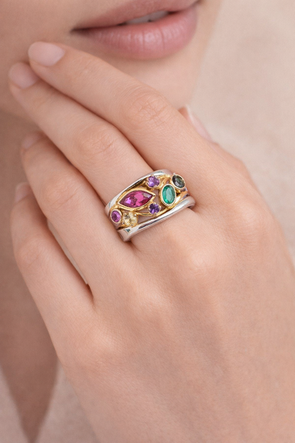 Aurora Gemstone Titanium Ring