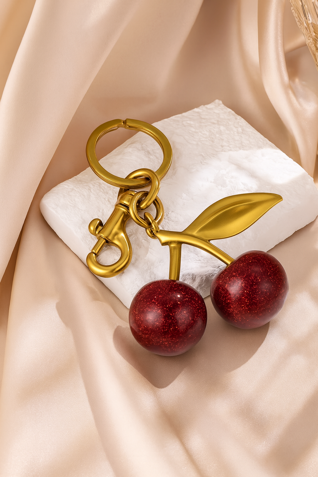Golden Cherry Luxe Keychain Charm