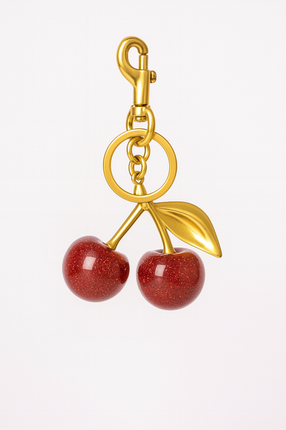 Golden Cherry Luxe Keychain Charm