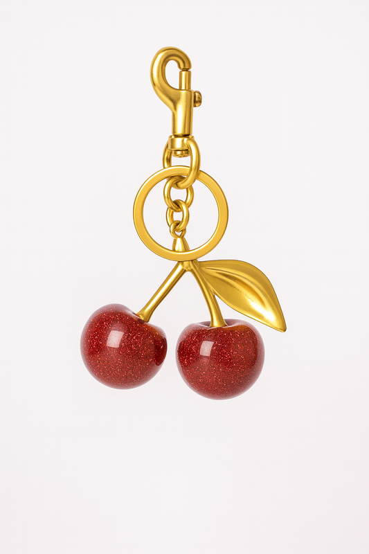 Golden Cherry Luxe Keychain Charm