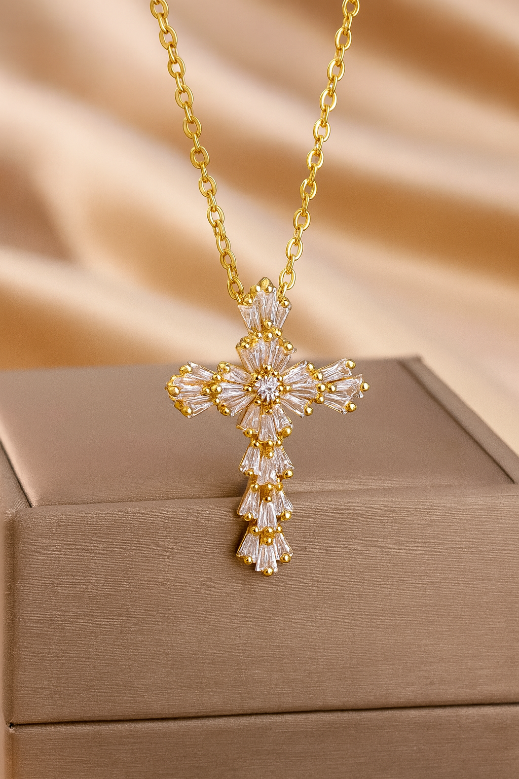 Zirconia Cross Pendant Necklace