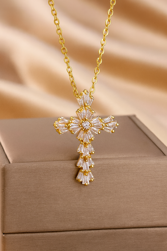Zirconia Cross Pendant Necklace