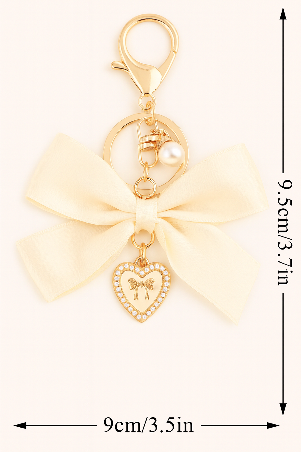 Elegant Satin Bow Heart Charm Keychain