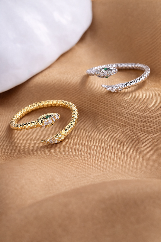 Serpent Grace Open Ring – 925 Sterling Silver Adjustable Ring