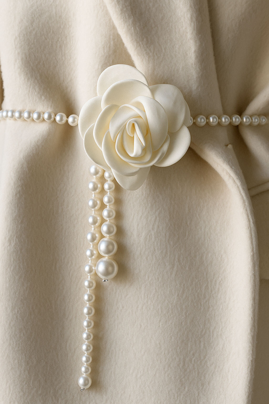 Elegant Camellia Pearl Waist Belt