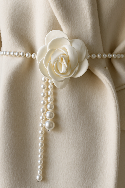 Elegant Camellia Pearl Waist Belt