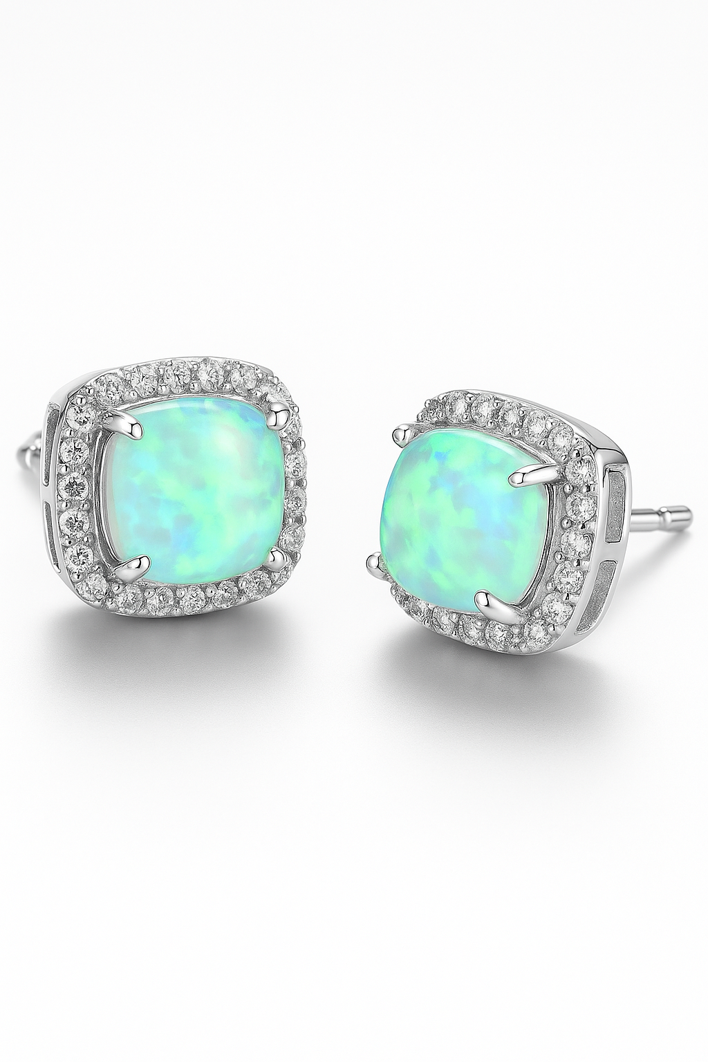 Radiant Halo Gemstone Stud Earrings