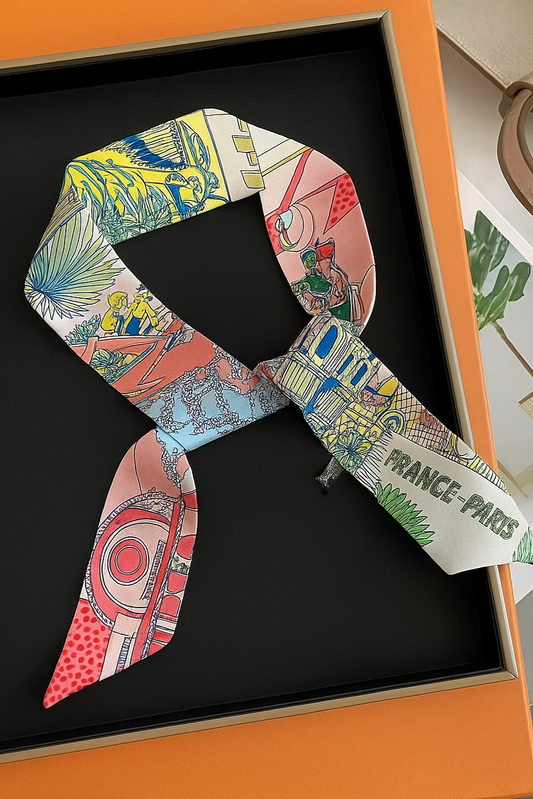Paris Voyage Silk Twilly Scarf