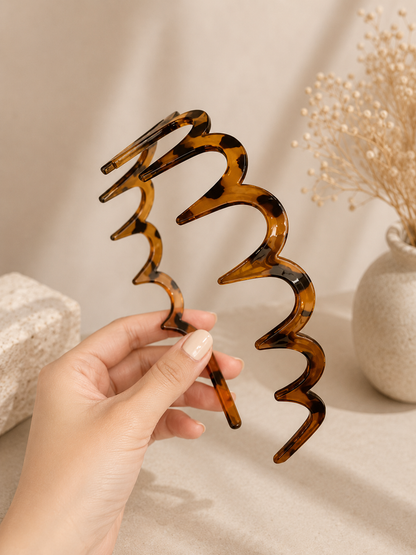 Sculptural Wave Headband – Glossy Non-Slip Hair Accessory