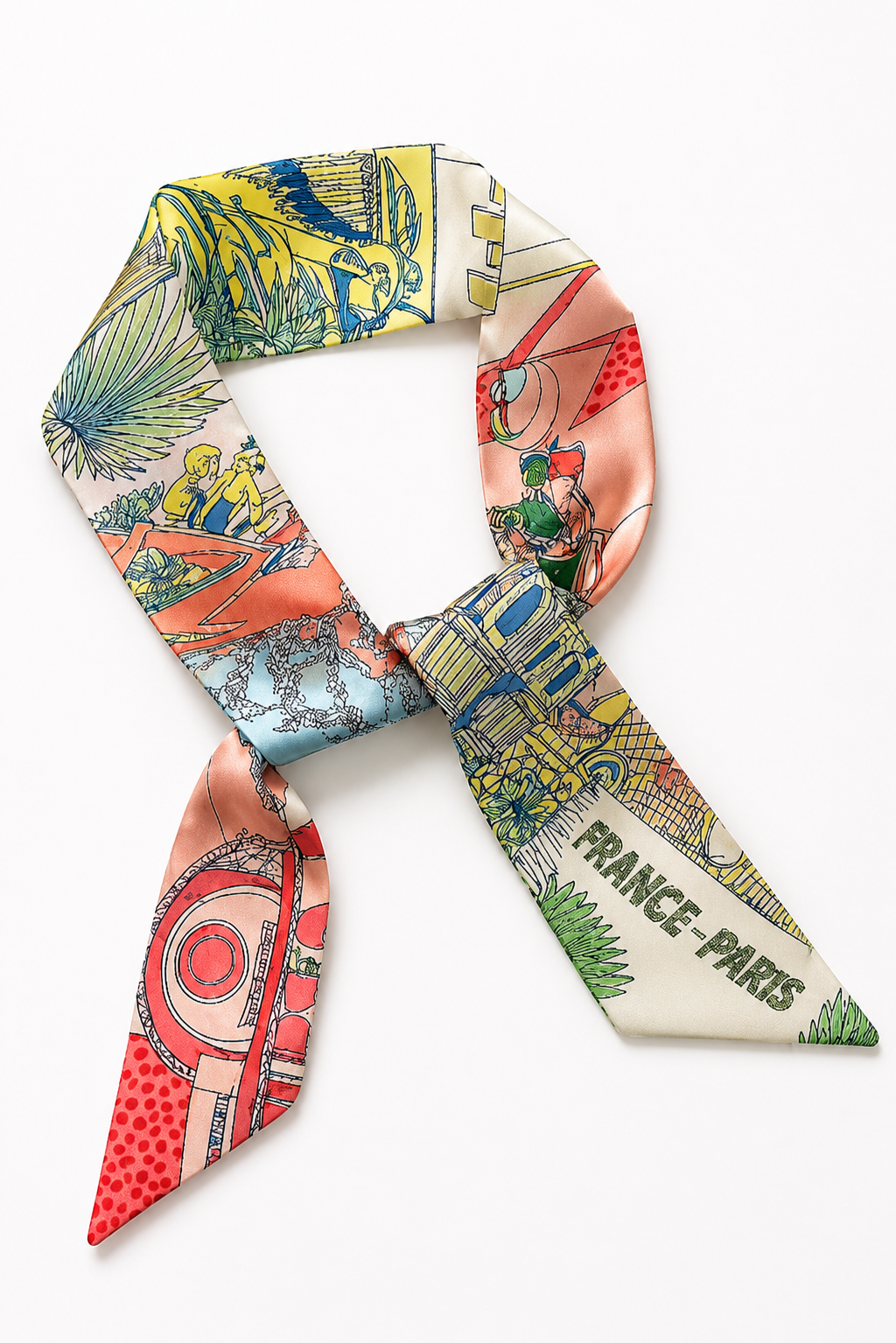 France Voyage Silk Twilly Scarf