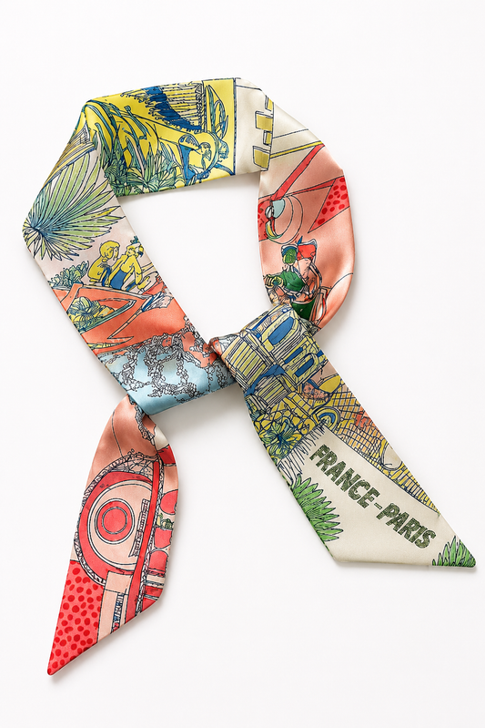 France Voyage Silk Twilly Scarf