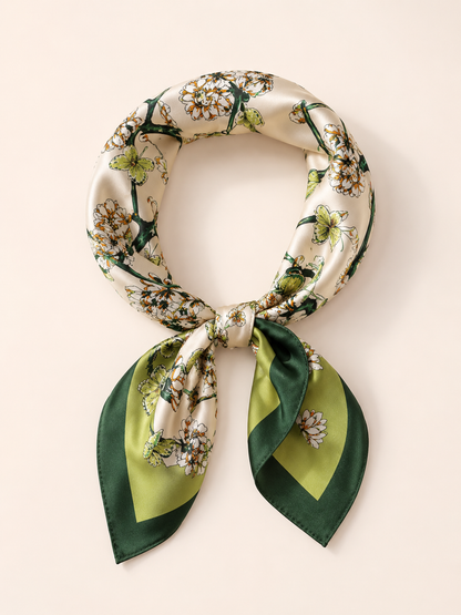Silk Green Butterfly Scarf Bandana