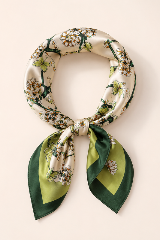 Silk Green Butterfly Scarf Bandana