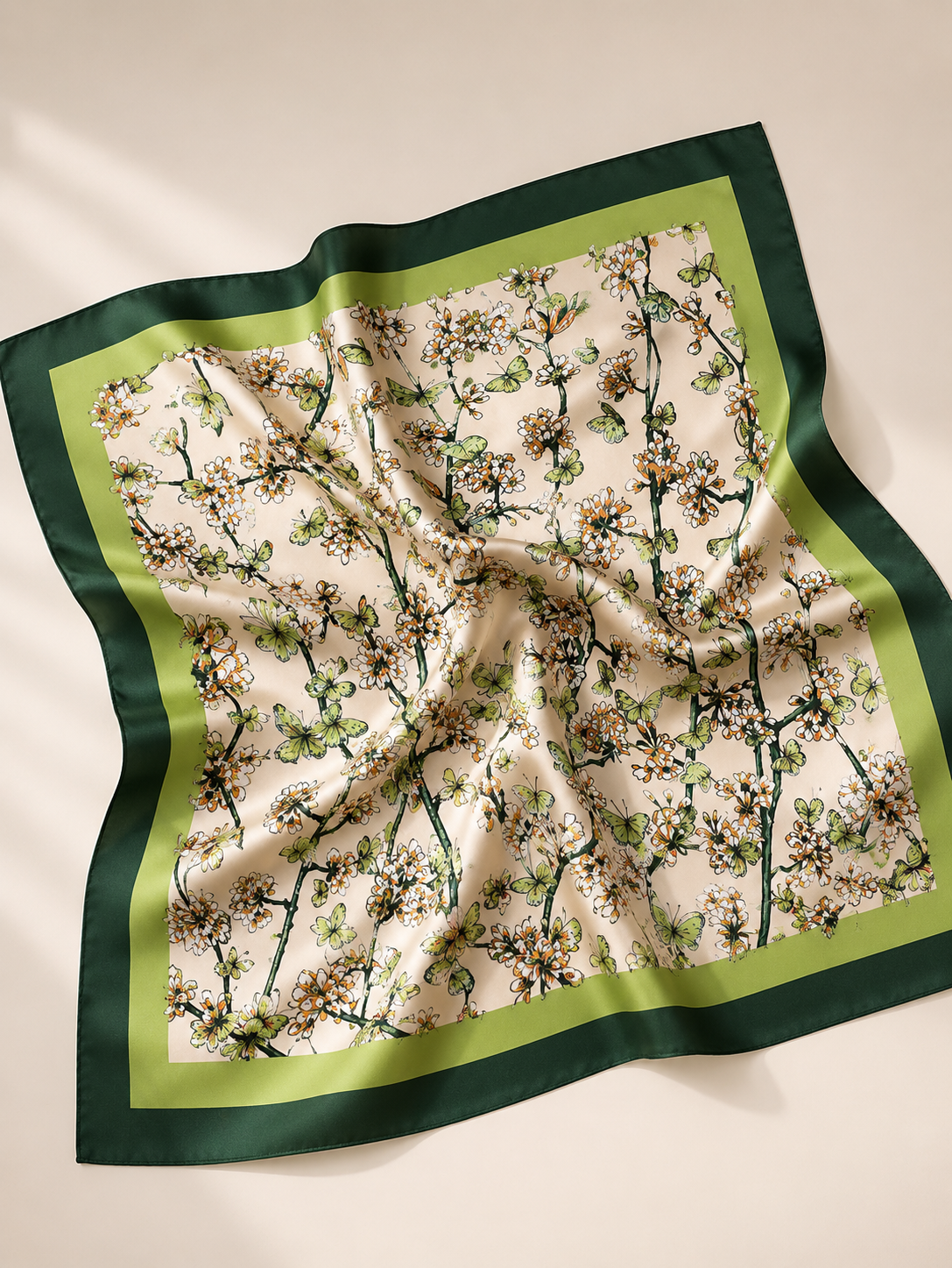Silk Green Butterfly Scarf Bandana