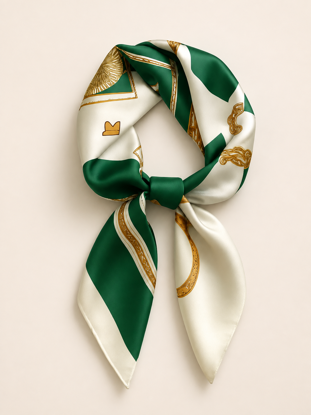 Silk Emerald Green Scarf Bandana – Square Headscarf for Women