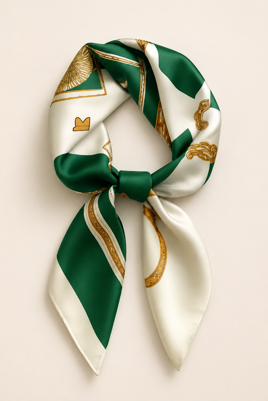 Silk Emerald Green Scarf Bandana – Square Headscarf for Women