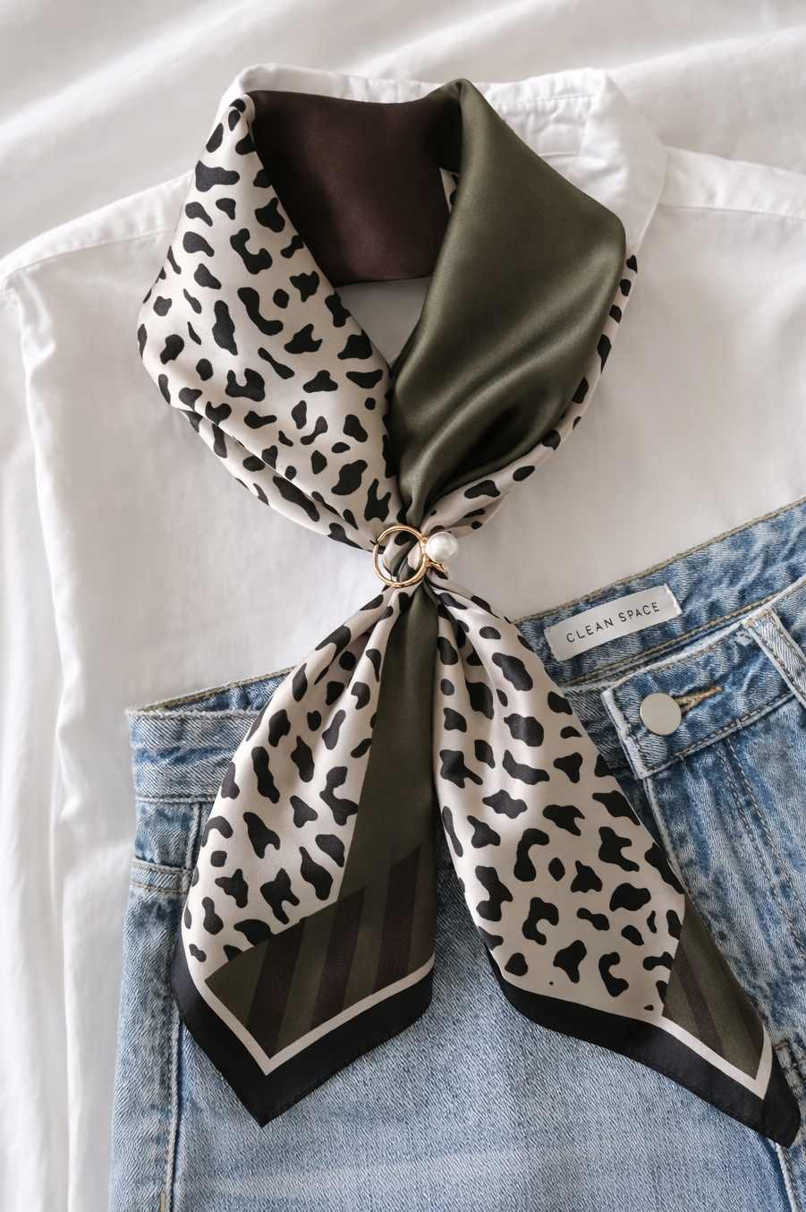 Olive Luxe Leopard Silk Scarf