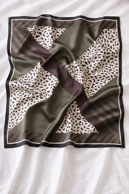 Olive Luxe Leopard Silk Scarf