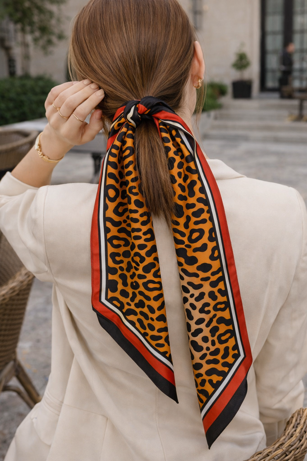 Amber Leopard Silk Scarf