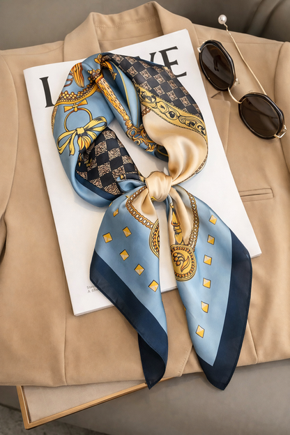 Azure Chain Silk Scarf