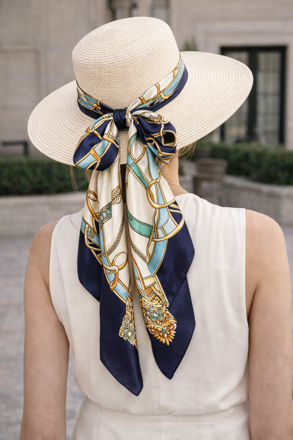 Ivory Equestrian Silk Scarf