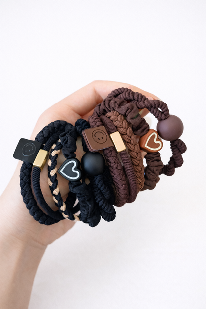 Brown Harmony Elastic Hair Ties Set