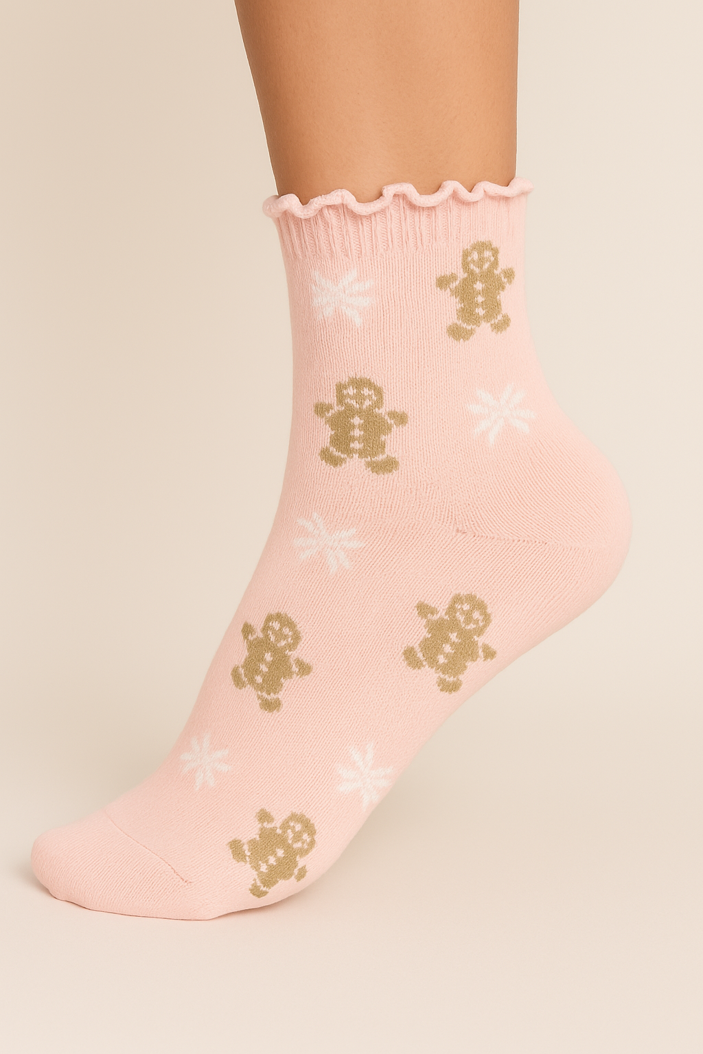 Gingerbread Cozy Ruffle Ankle Socks