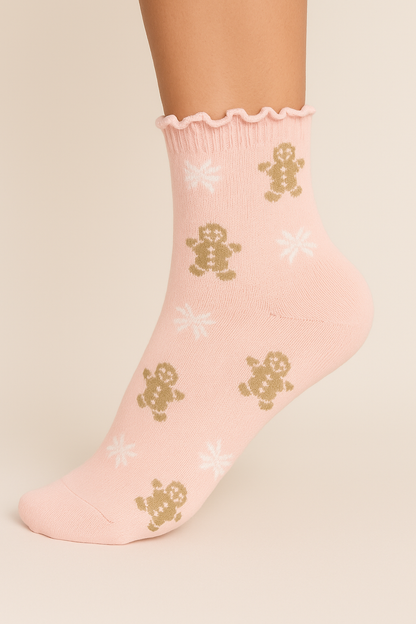 Gingerbread Cozy Ruffle Ankle Socks