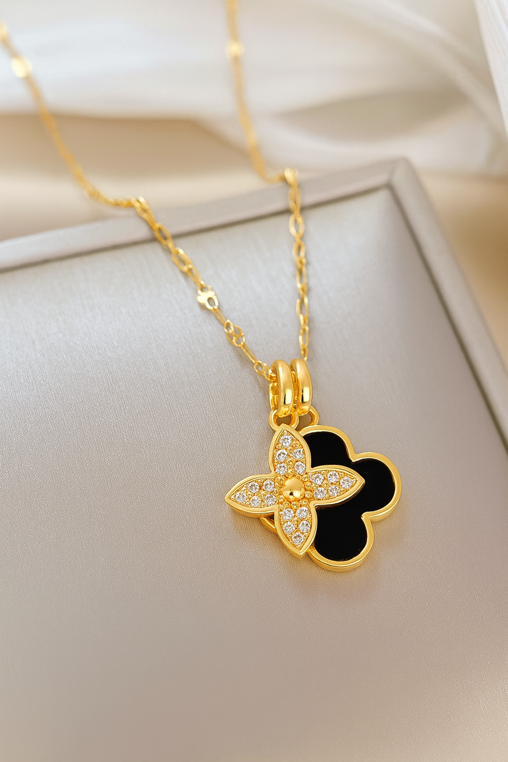 Golden Clover Pendant Necklace