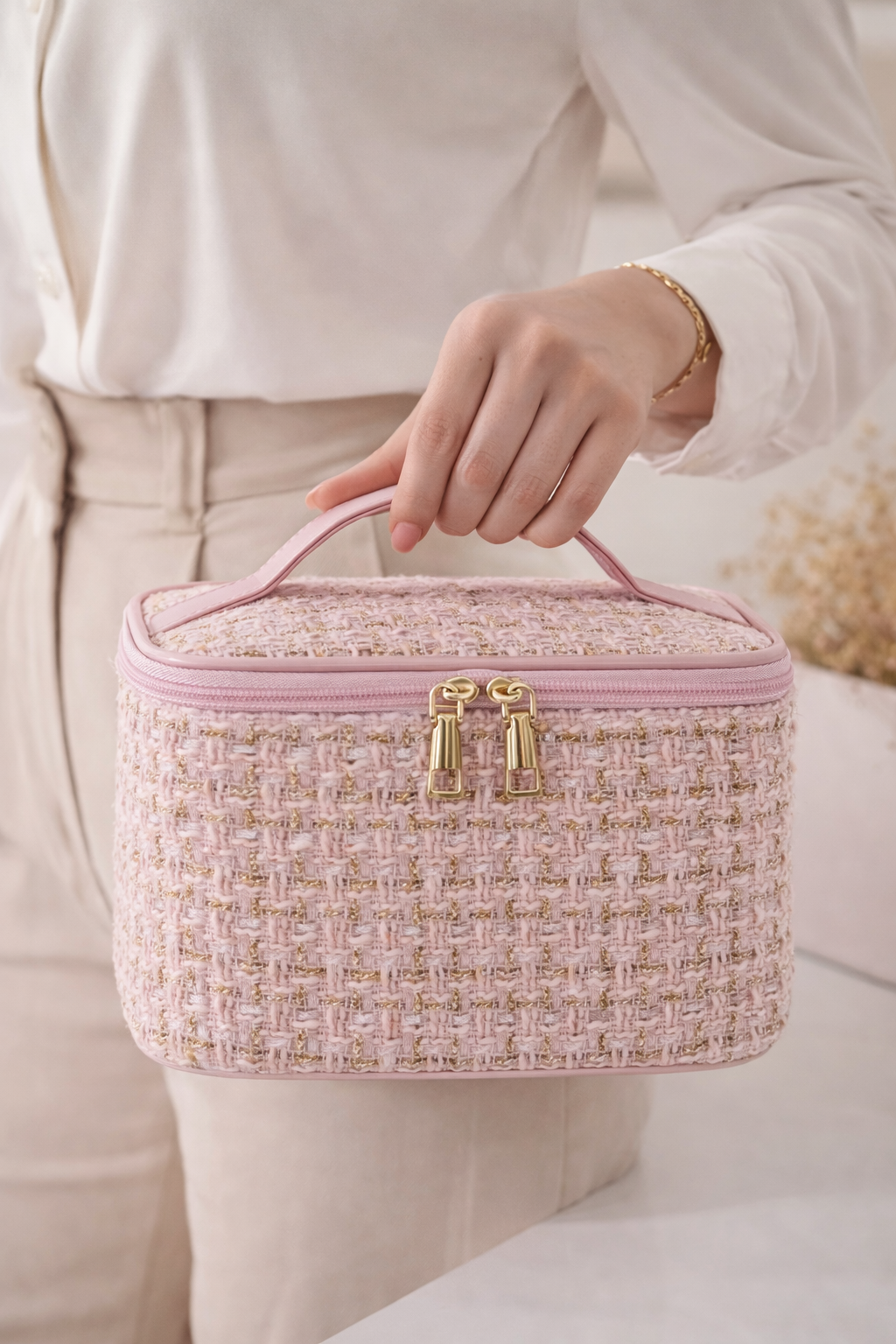 Tweed Makeup Organizer