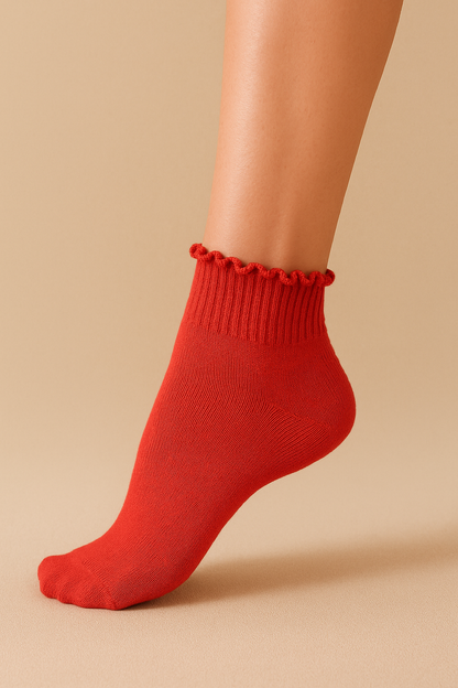 Ruffle Trim Cotton Socks