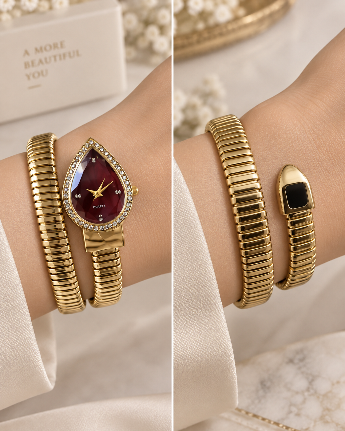 Ruby Teardrop Wrap Bracelet Watch